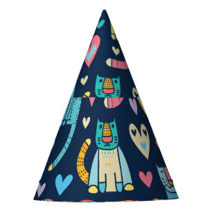 Chapéu De Festa Cats Love: Colorir Vintage Invisível