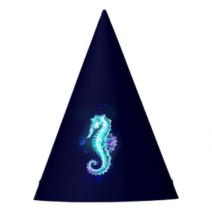 Chapéu De Festa Cavalo de Gelo Cristal em Fundo Azul
