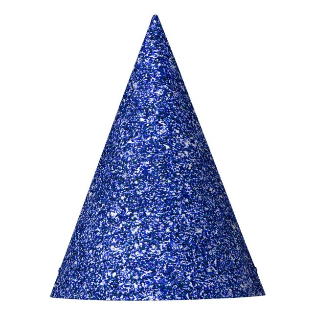 Chapéu De Festa Celebração de Ano Novo Faux Glitter Azul (Frente)