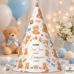 Chapéu De Festa Chá de Bebê do Ursinho Teddy Menino Urso Azul Fo