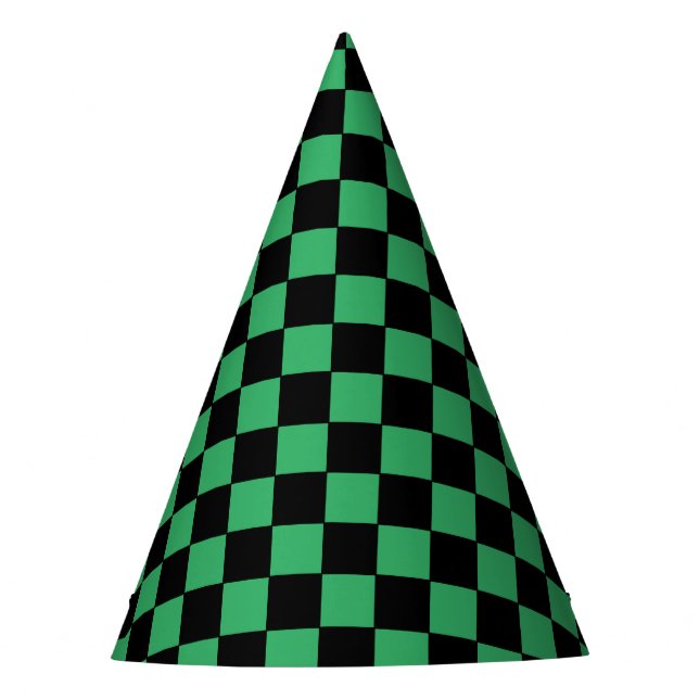 Chapéu De Festa Checkered Green and Black (Frente)