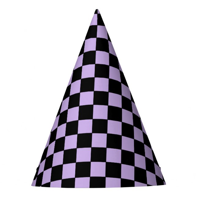 Chapéu De Festa Checkered Lavender and Black  (Frente)