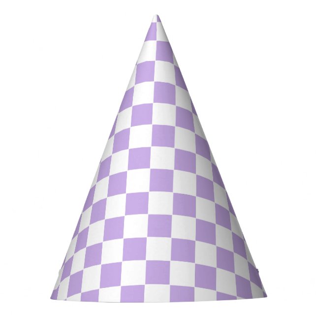 Chapéu De Festa Checkered Lavender and White (Frente)