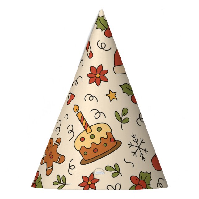 Chapéu De Festa Cheerful Christmas Doodle Pattern (Esquerda)
