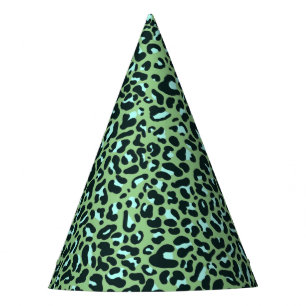 Chapéu De Festa Cheetah Leopard Animal Print em Mint Green