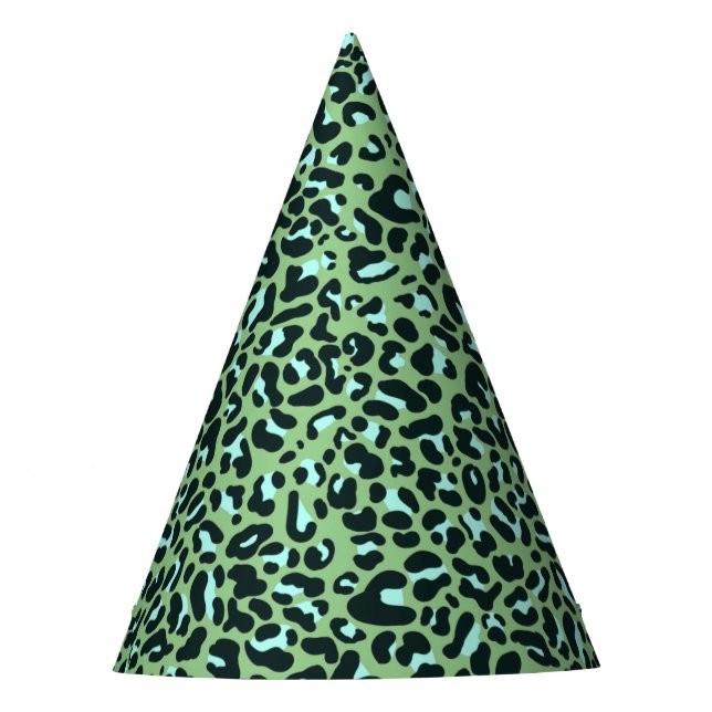 Chapéu De Festa Cheetah Leopard Animal Print em Mint Green (Frente)