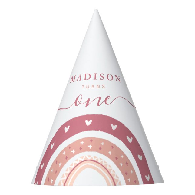 Chapéu De Festa Chic Pastel Rosa Rainbow Boho Aniversário (Frente)