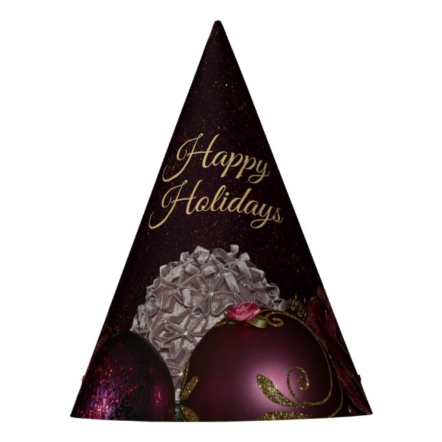 Chapéu De Festa Christmas Party Pink Ornament Green Leaves Black (Frente)