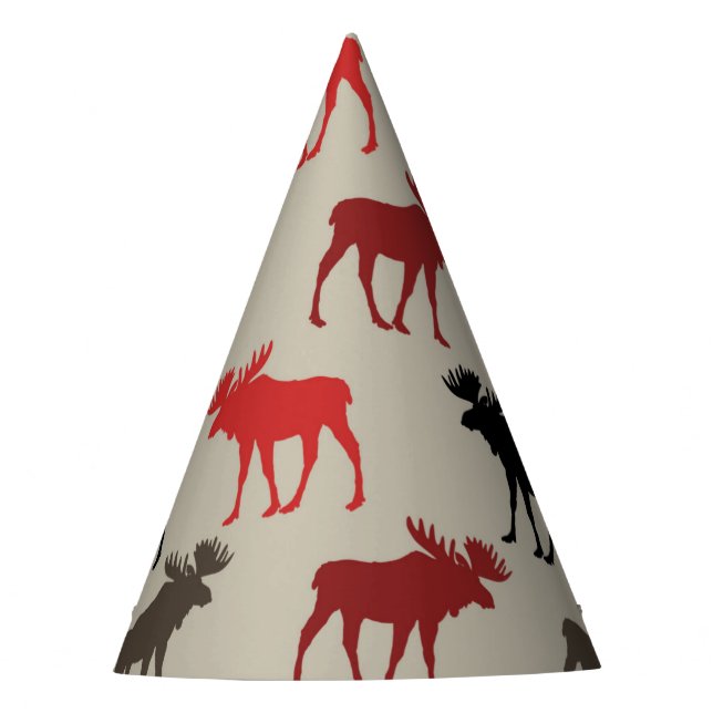 Chapéu De Festa Cinza Negra Vermelha Mata Silhuette Antler Deer (Frente)