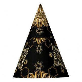 Chapéu De Festa Clássica Vintage: Ouro Oriental Sem Costura.