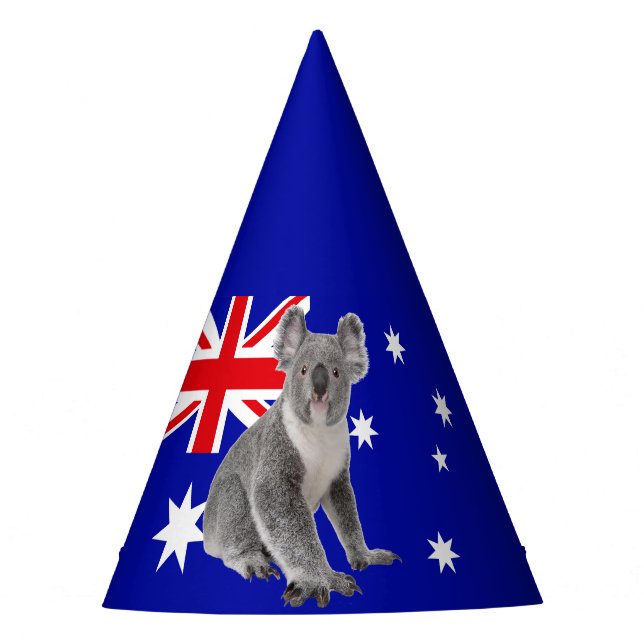 Chapéu De Festa Coala com fundo da bandeira australiana   (Frente)