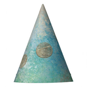Chapéu De Festa Coastal Grunge Azul e Verde Dourado
