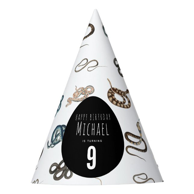 Chapéu De Festa Cobras Coloridas Festa de aniversário de répteis (Frente)