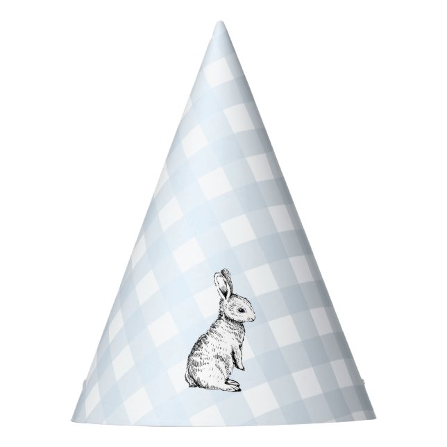 Chapéu De Festa Coelho Coelho Azul Gingham (Frente)