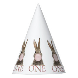Chapéu De Festa Coelho de primeiro aniversário soprando chiclete r
