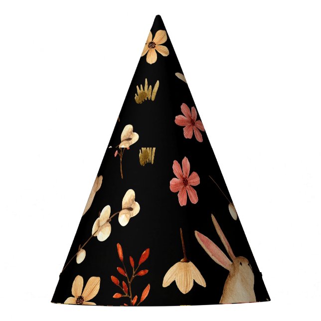 Chapéu De Festa Coelhos Cutos: Padrão Desenhado À Mão Da Aquarela (Frente)