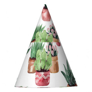 Chapéu De Festa Coleção de cactos em potes, aquarela.