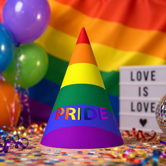 Chapéu de festa com bandeira arco-íris LGBT e text (Daphne)