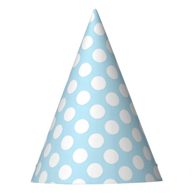 Chapéu de festa com bolinhas branco e azul claro (Frente)