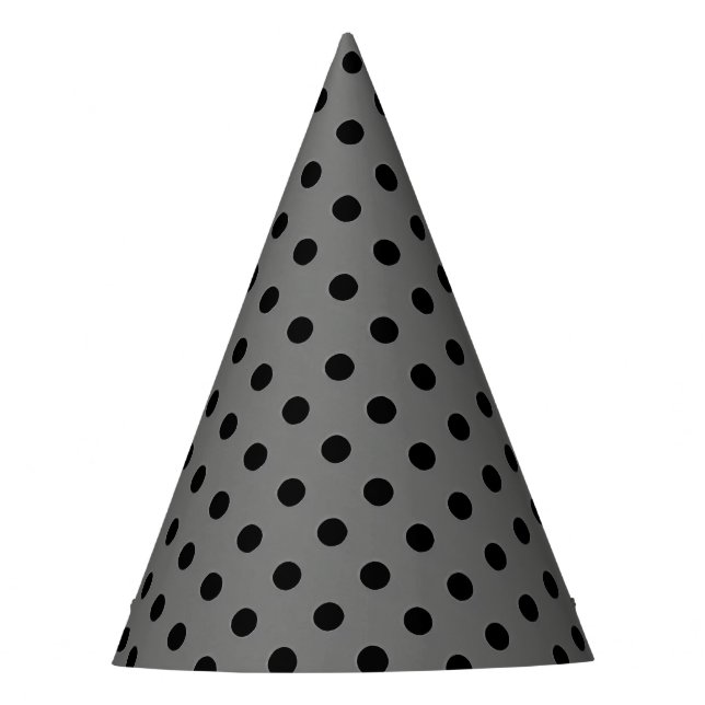 Chapéu de festa com bolinhas Preto e Cinza Escuro (Frente)