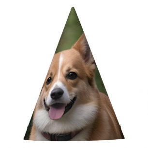 Chapéu De Festa "Companheiro charmoso: um Corgi em um jardim rosa 