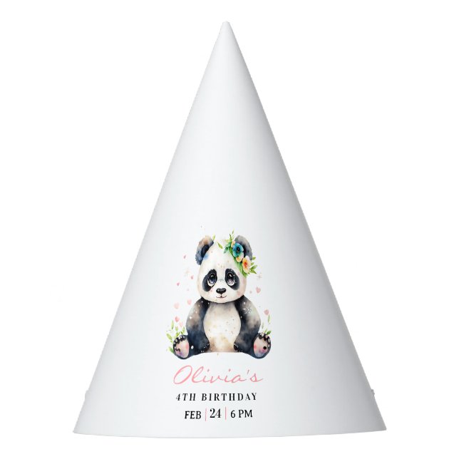 Chapéu De Festa Convite de aniversário para Panda, Aniversário de  (Frente)