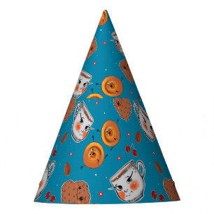 Chapéu De Festa Cookies, pães: padrão de fundo azul