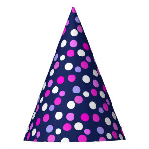 Chapéu De Festa Cor-de-rosa branca Círculos azuis-roxos-de-vidro-b