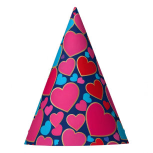 Chapéu De Festa Corações 3d cor-de-rosa