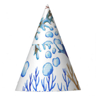 Chapéu De Festa Corais desenhados à mão: padrão submarino.