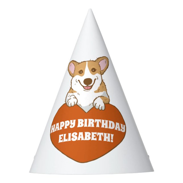 Chapéu De Festa Corgi Com Coração Personalizada (Frente)