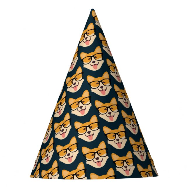 Chapéu De Festa Corgi Com Óculos Cuja Gama É (Frente)