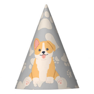Chapéu De Festa Corgi Com Pastel De Corações