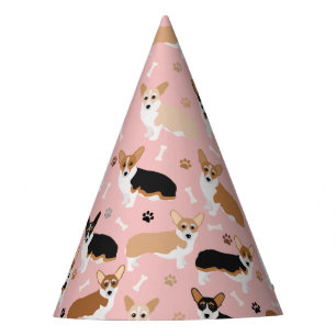 Chapéu De Festa Corgi Dog Paws e Bones Party Hat