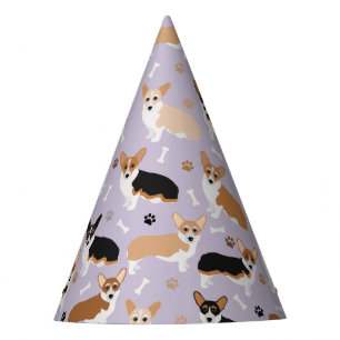 Chapéu De Festa Corgi Dog Paws e Bones Party Hat