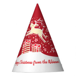 Chapéu De Festa Crenas de Natal sobre presentes com nome vermelho