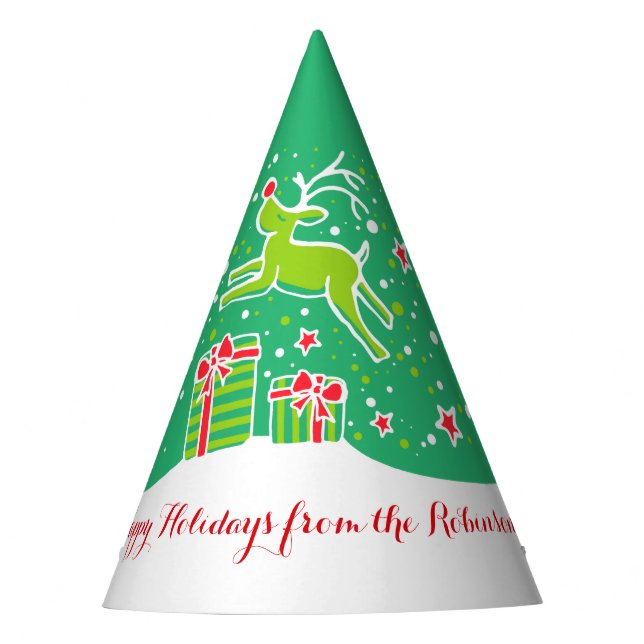 Chapéu De Festa Crenas de Natal sobre presentes verdes personaliza (Frente)