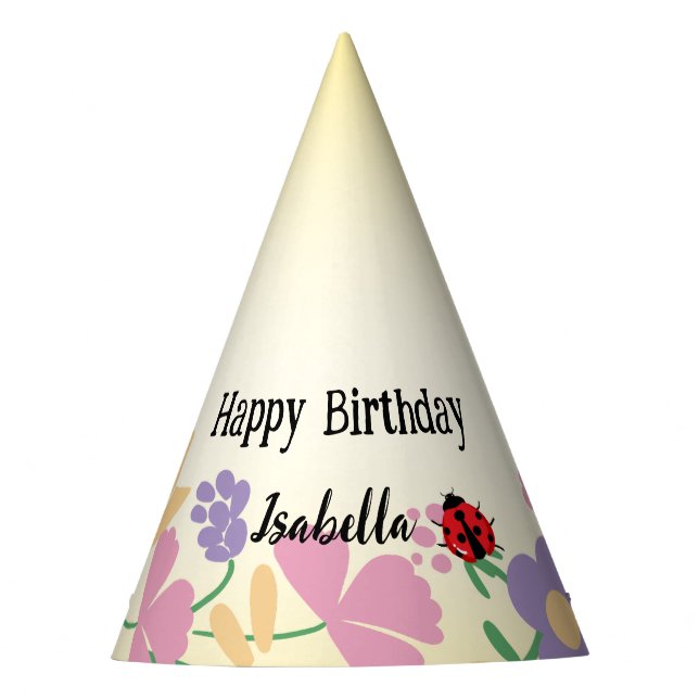 Chapéu De Festa Crianças Bolinhas Bonita Ladybug Primavera Flower  (Frente)