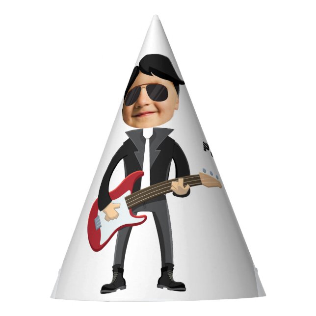 Chapéu De Festa Crianças 🎸 🤣 Rockstar Birthday Guitar Diversão F (Frente)