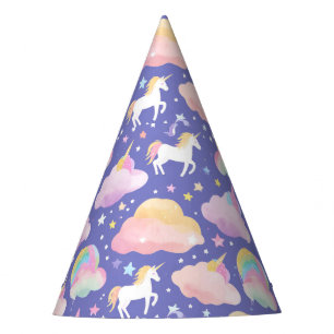 Chapéu De Festa Crianças roxas lindas de aniversário unicórnio uni