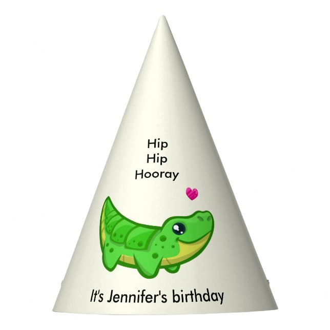 Chapéu De Festa Crocodilo bonito, amor, desenho animado, aniversár (Frente)