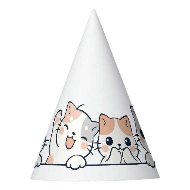 Chapéu De Festa Curious Paws - Cute Cats Friends Peeking (Frente)