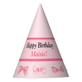 Chapéu De Festa Customizable Pink Bow Happy Birthday Party Hat