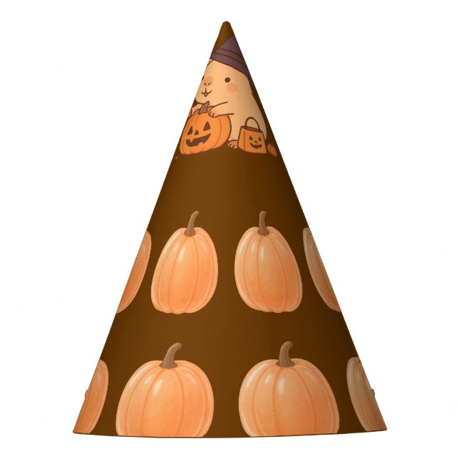 Chapéu De Festa Cute Capybara on Pumpkin Halloween Party Hat (Frente)