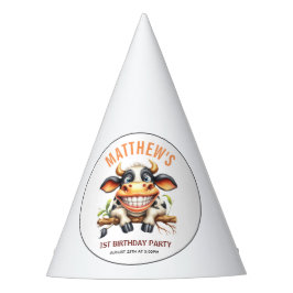 Chapéu De Festa Cute Crazy Cow Farm Theme 1st Birthday