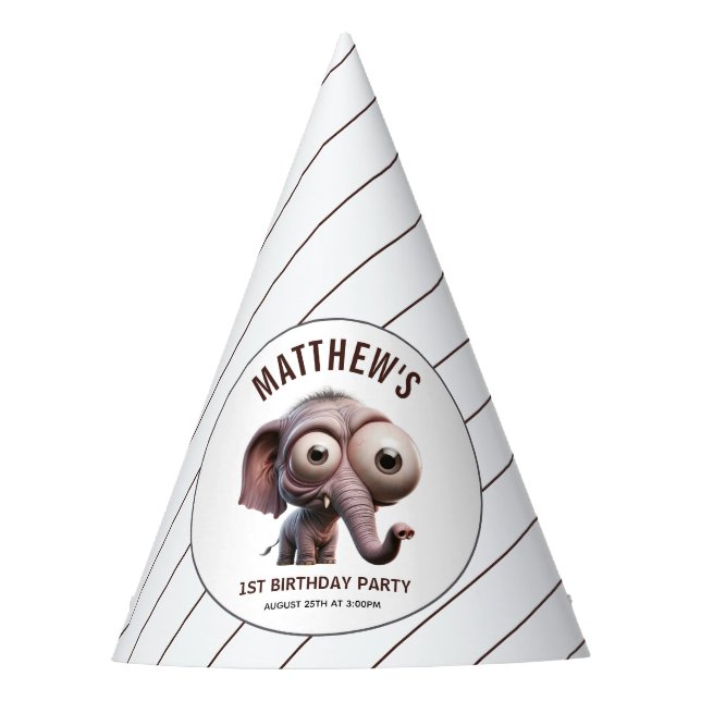 Chapéu De Festa Cute Crazy elephant Farm Theme 1st Birthday (Frente)