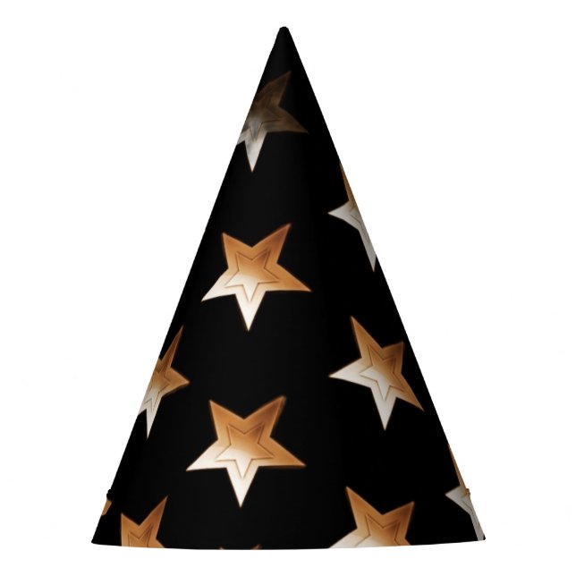 Chapéu De Festa Cute Gold Star Black Wizard (Frente)