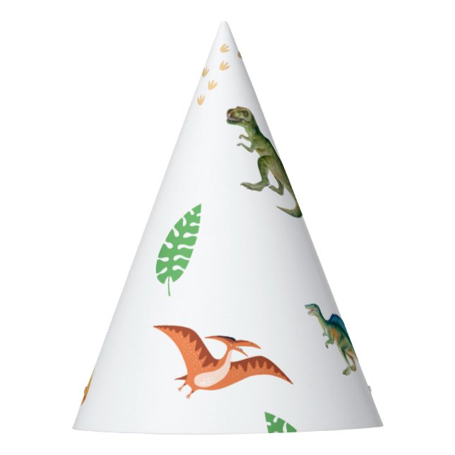 Chapéu De Festa Cute Happy Dinosaur Birthday Party Paper (Frente)