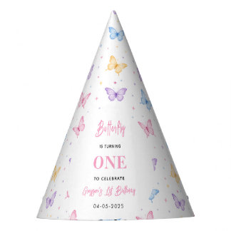 Chapéu De Festa Cute Pink Purple Butterfly 1st Birthday for Girls