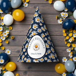 Chapéu De Festa Daisies on Blue Denim Birthday 